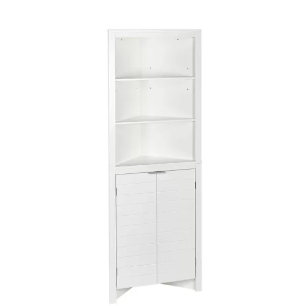 Cabinets & Sideboards-Kirkland's Home Open Shelf Corner Cabinet White