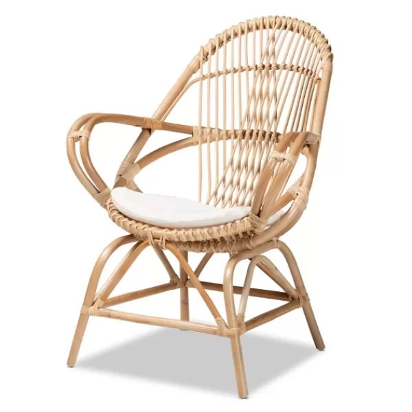 Accent Chairs-Kirkland's Home Open Woven Rattan Accent Chair White