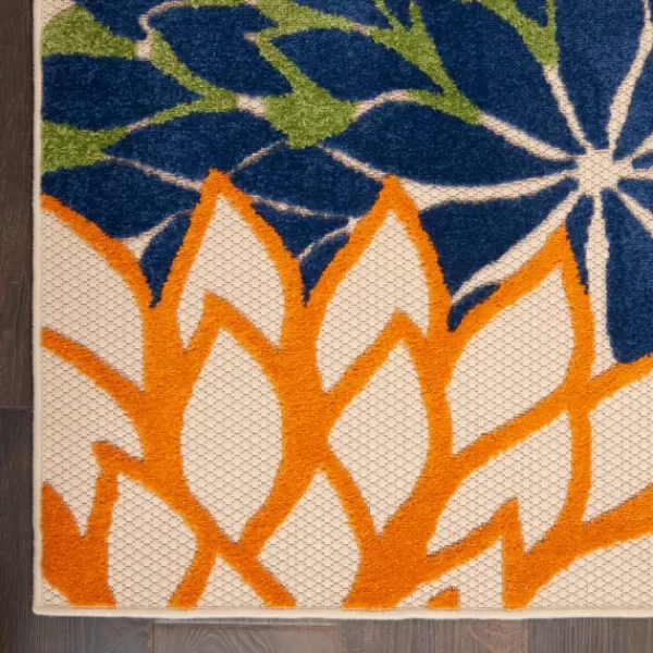 Outdoor Rugs-Kirkland's Home Orange Bright Floral Burst Outdoor Area Rug, 7X10 Multi