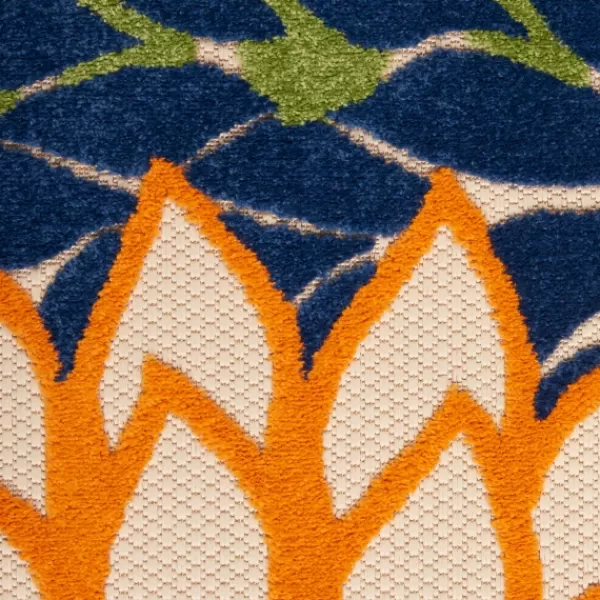 Outdoor Rugs-Kirkland's Home Orange Bright Floral Burst Outdoor Area Rug, 7X10 Multi