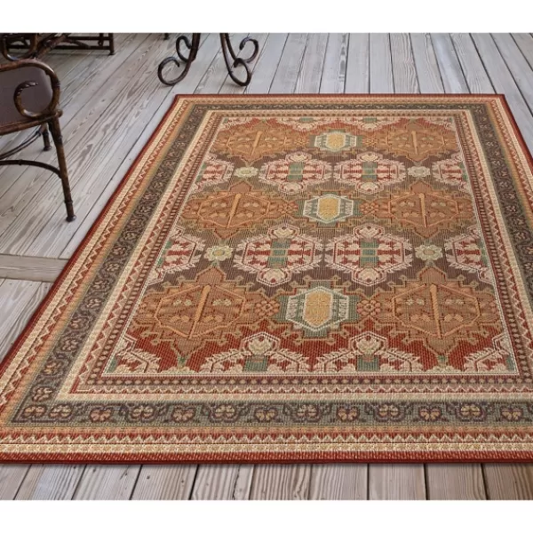 Outdoor Rugs-Kirkland's Home Orange Diamond Nile Indoor/Outdoor Area Rug, 4X7 Orange/White