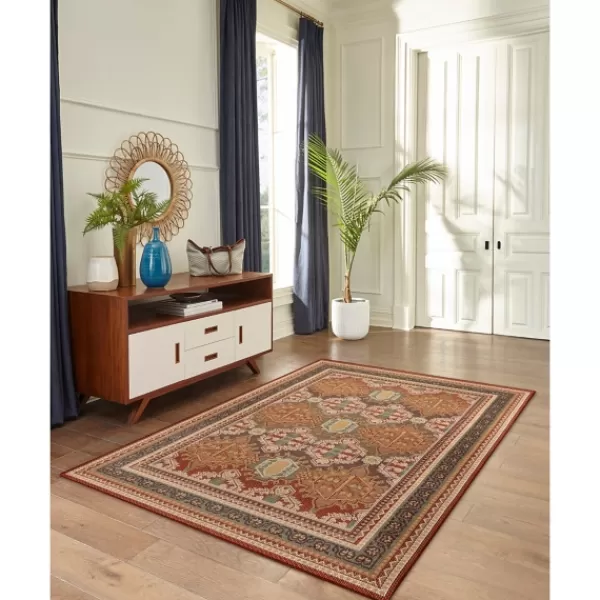 Outdoor Rugs-Kirkland's Home Orange Diamond Nile Indoor/Outdoor Area Rug, 4X7 Orange/White