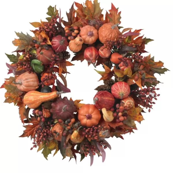 Wreaths-Kirkland's Home Orange Pumpkin Gourd And Berry Wreath Orange/Multi