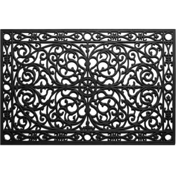 Doormats-Kirkland's Home Ornate Art Deco Rubber Doormat, 36X24 In. Black