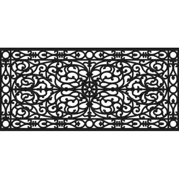 Doormats-Kirkland's Home Ornate Art Deco Rubber Doormat, 48X22 In. Black