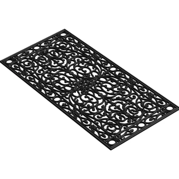 Doormats-Kirkland's Home Ornate Art Deco Rubber Doormat, 48X22 In. Black