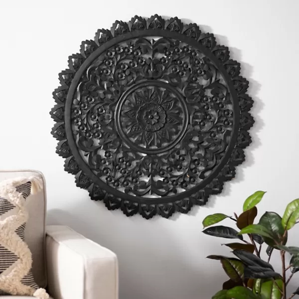 Wall Plaques-Kirkland's Home Ornate Carved Medallion Wall Plaque, 32 In. Black