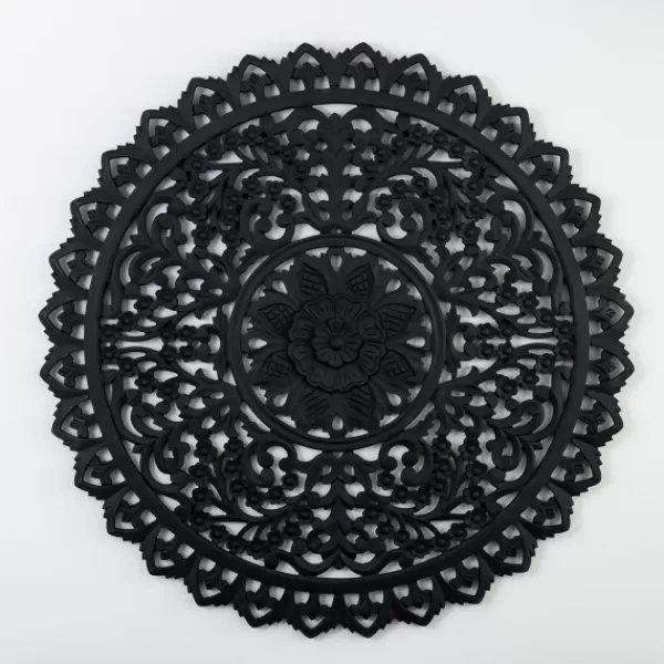 Wall Plaques-Kirkland's Home Ornate Carved Medallion Wall Plaque, 32 In. Black