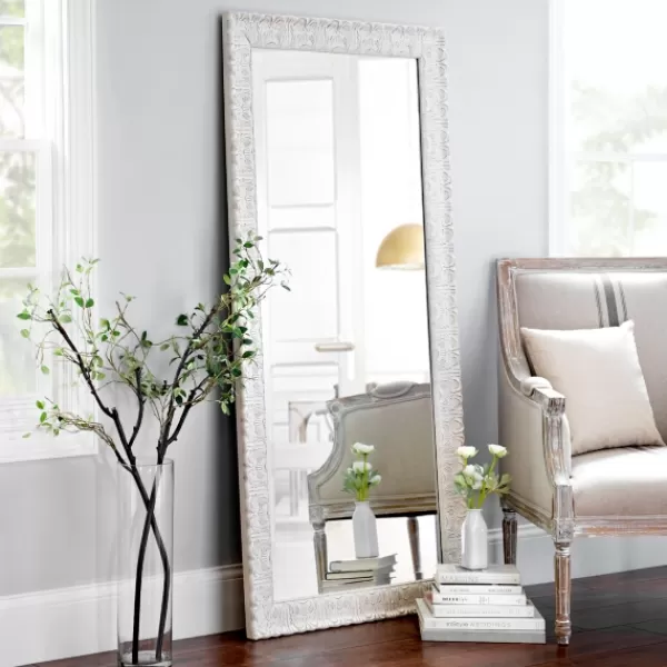 Full Length & Floor Mirrors-Kirkland's Home Ornate Distressed Cream Mirror, 30.75X64.75 In.