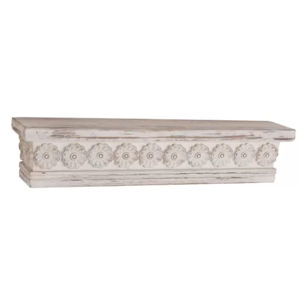 Shelves-Kirkland's Home Ornate Farmhouse Wooden Wall Shelf, 28 In. White