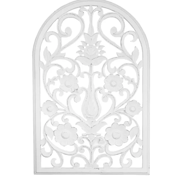 Wall Plaques-Kirkland's Home Ornate Floral Wooden Arch Wall Plaque White