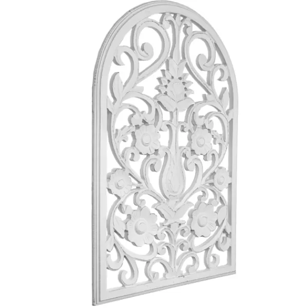 Wall Plaques-Kirkland's Home Ornate Floral Wooden Arch Wall Plaque White