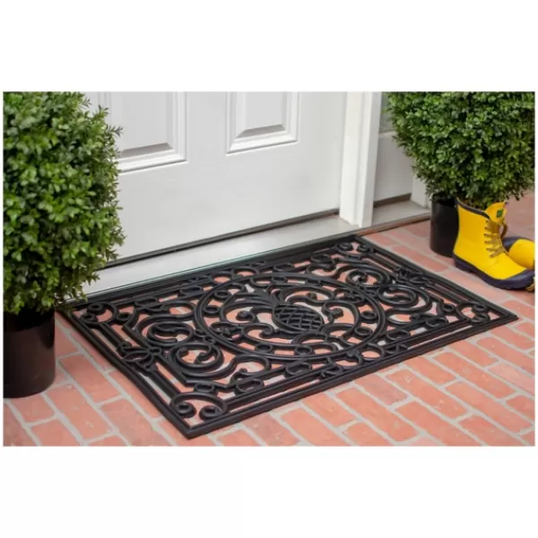 Doormats-Kirkland's Home Ornate Penelope Durable Rubber Doormat, 36X24 In. Black