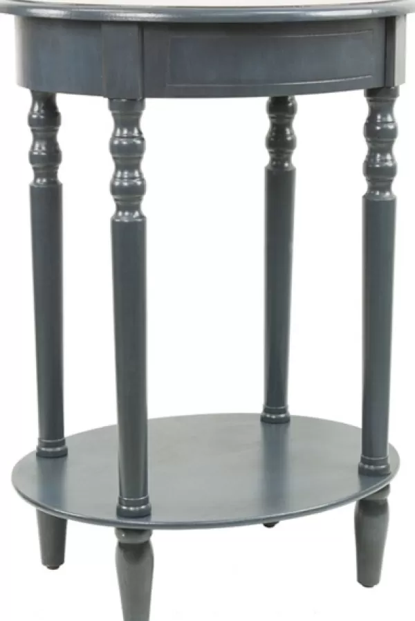 Accent & End Tables-Kirkland's Home Oval Antique Navy Accent Table Blue