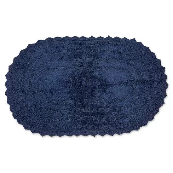 Bathroom Rugs-Kirkland's Home Oval French Crochet Bath Mat Blue