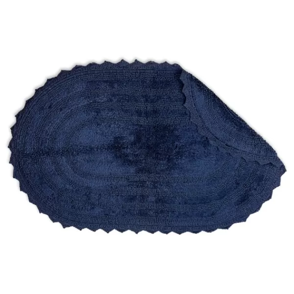 Bathroom Rugs-Kirkland's Home Oval French Crochet Bath Mat Blue