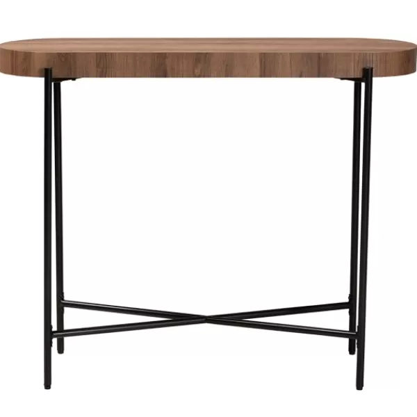 Console Tables-Kirkland's Home Oval Light Wood X Base Console Table Brown