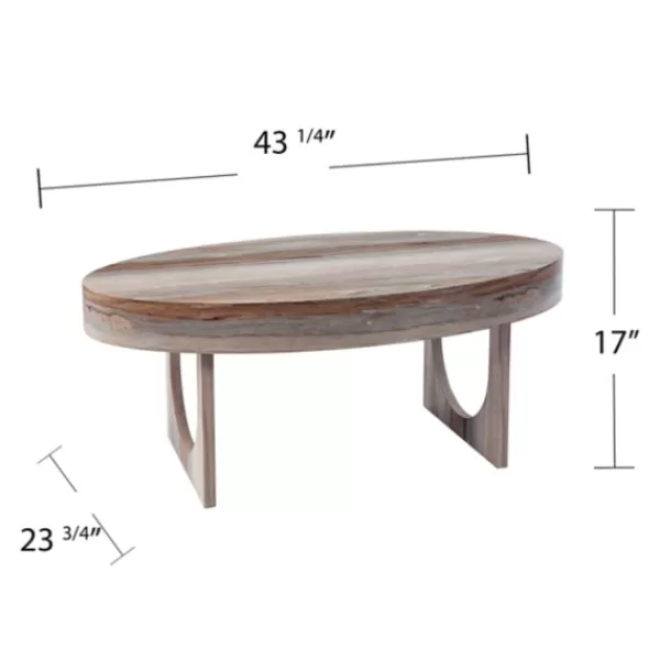 Coffee Tables-Kirkland's Home Oval Marbled Wood Coffee Table Brown