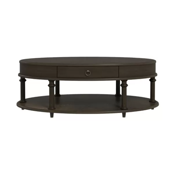 Coffee Tables-Kirkland's Home Oval Wood 2-Tier Coffee Table Brown