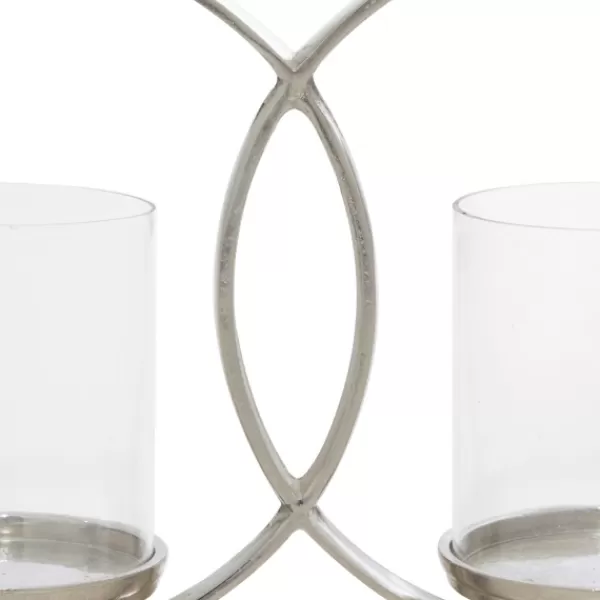 Candle Holders-Kirkland's Home Overlapping Halo Hurricane Candle Runner Silver