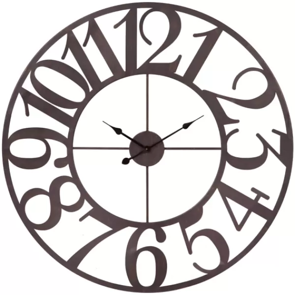 Clocks-Kirkland's Home Oversized Bronze Metal Cut-Out Wall Clock