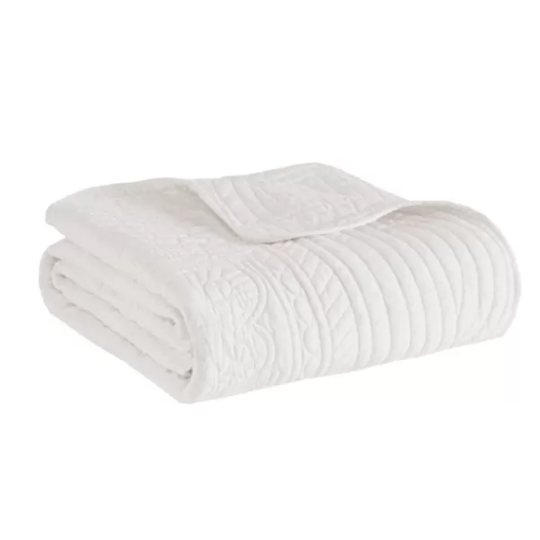 Blankets & Throws-Kirkland's Home Oversized Quilted Scalloped Edge Throw Ivory