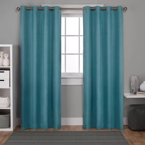 Curtains & Drapes-Kirkland's Home Oxford Teal Thermal Curtain Panel Set, 84 In. Blue/Green