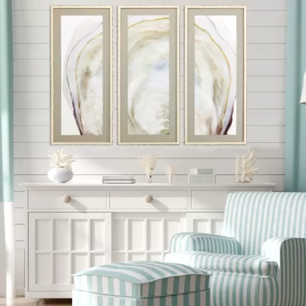 Framed Art-Kirkland's Home Oyster Shell 3-Pc. Framed Wall Art Set Tan/Gray/White