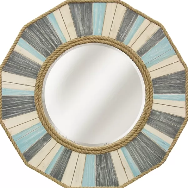 Decorative Mirrors-Kirkland's Home Painted Nautical Rope Wood Framed Wall Mirror