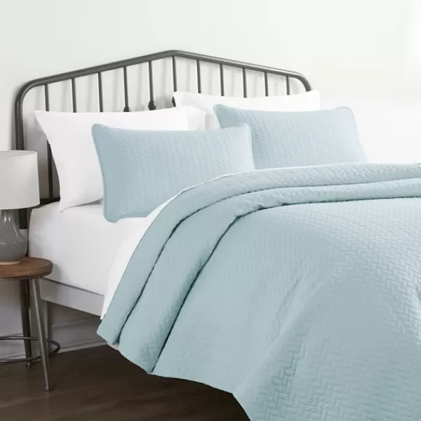 Bedspreads & Coverlets-Kirkland's Home Pale Herring 3-Pc. Queen Quilted Coverlet Set Blue