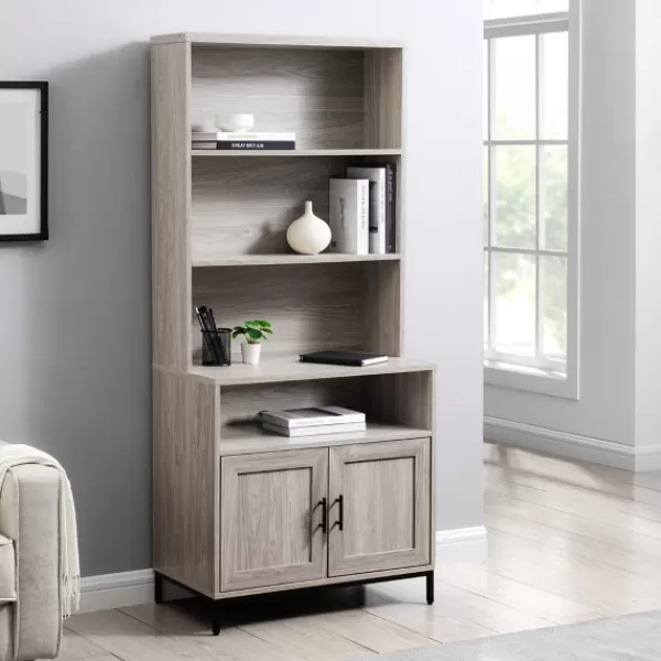 Bookshelves-Kirkland's Home Pale Wooden Willow Storage Bookcase