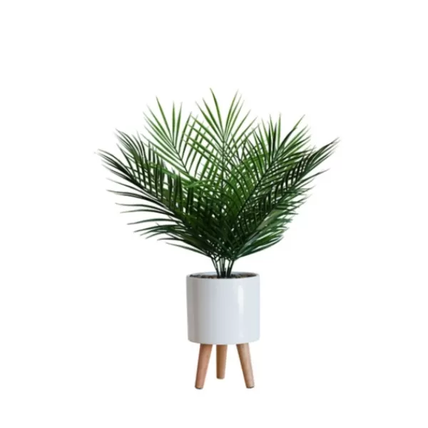 Arrangements & Greenery-Kirkland's Home Palm Arrangement In White Footed Pot Green/White