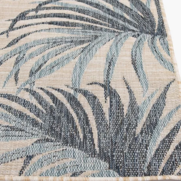 Outdoor Rugs-Kirkland's Home Palm Fronds Lava Indoor/Outdoor Area Rug, 5X7 Blue