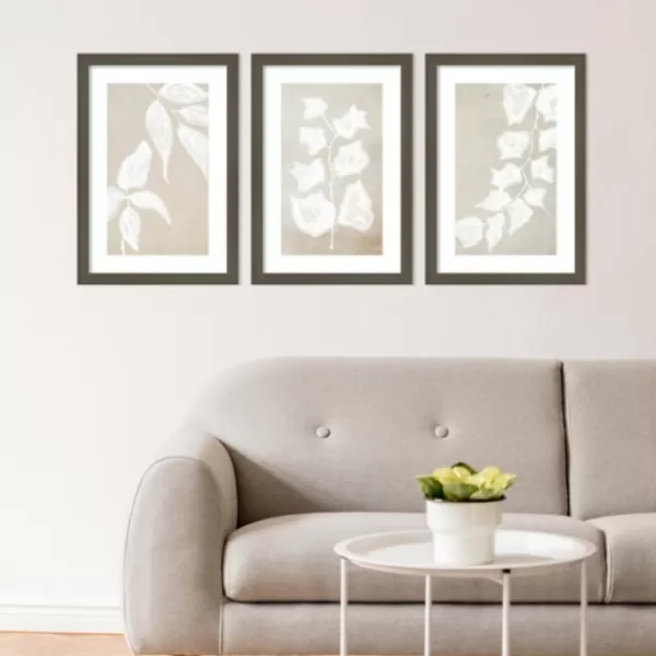 Framed Art-Kirkland's Home Paper Bark 3-Pc. Framed Wall Art Set White/Tan