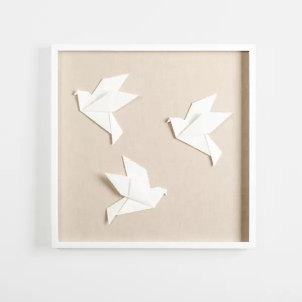 Wall Plaques-Kirkland's Home Paper Origami Birds Shadowbox Wall Plaque White/Tan