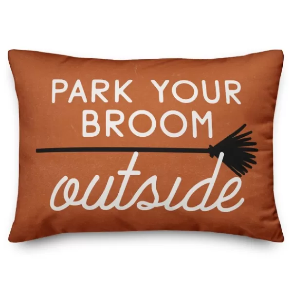 Pillows-Kirkland's Home Park Your Broom Outside Halloween Pillow Orange