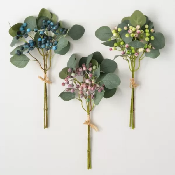 Stems & Bouquets-Kirkland's Home Pastel Berry And Eucalyptus Stems, Set Of 3 Blue/Pink/Green