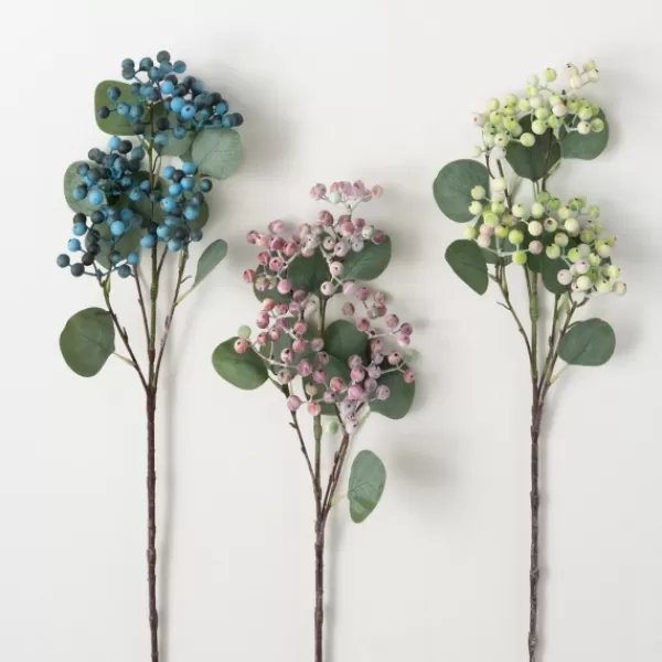 Stems & Bouquets-Kirkland's Home Pastel Berry Cluster Stems, Set Of 3 Blue/Pink/Green