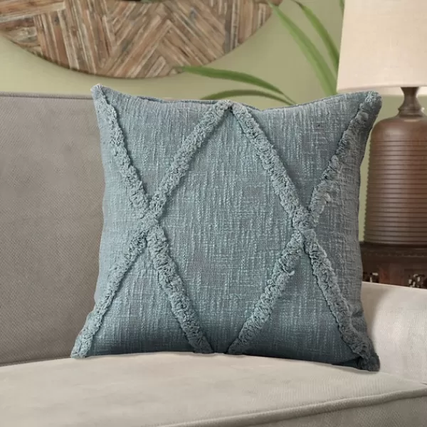 Pillows-Kirkland's Home Pastel Tufted Diamond Pillow, 18 In. Blue