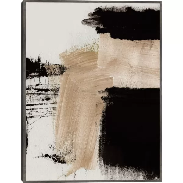 Canvas Art-Kirkland's Home Path Abstract Framed Canvas Art Print White/Tan/Black