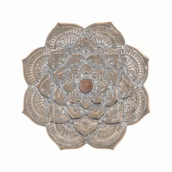 Wall Plaques-Kirkland's Home Patina Finish Metal Flower Large Wall Plaque Gray