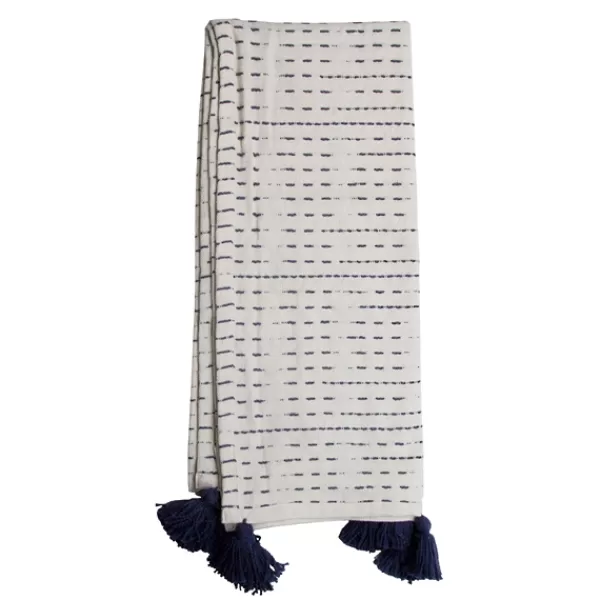 Blankets & Throws-Kirkland's Home Patterned Handwoven Throw With Tassels Blue