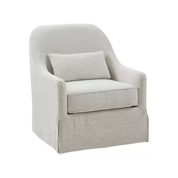 Accent Chairs-Kirkland's Home Patterned Upholstered Swivel Glider Chair White