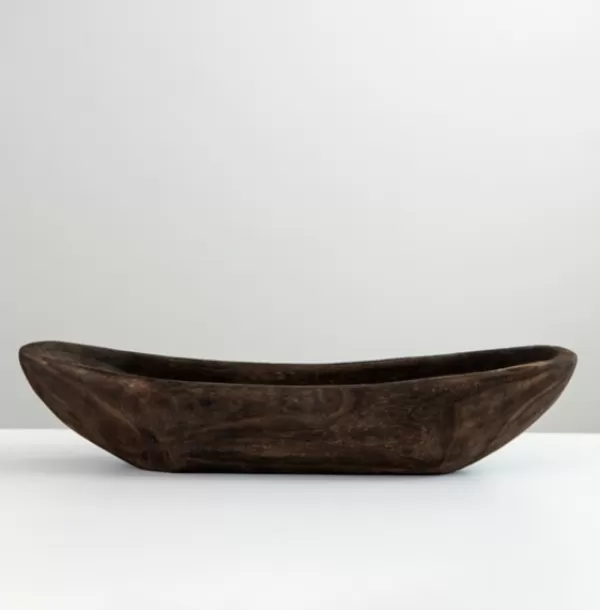 Decorative Bowls & Jars-Kirkland's Home Paulownia Wood Boat Bowl Brown