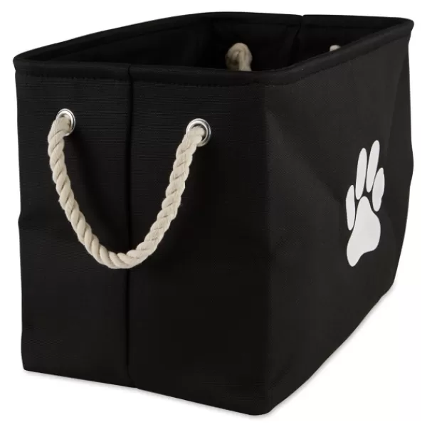 Baskets & Boxes-Kirkland's Home Paw Print Rectangle Pet Basket Black