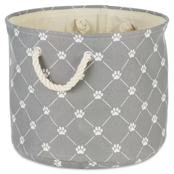 Baskets & Boxes-Kirkland's Home Paw Trellis Round Basket, 12 In. Gray