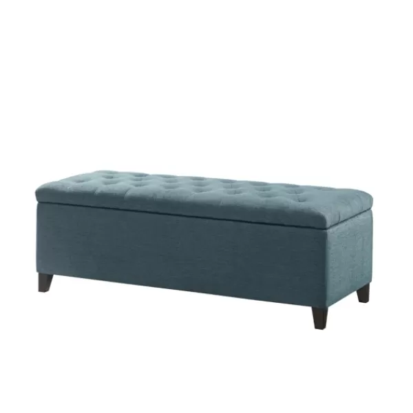 Benches & Ottomans-Kirkland's Home Peacock Button Tufted Storage Bench Blue