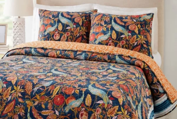 Quilts-Kirkland's Home Peacock Garden Full/Queen 3-Pc. Quilt Set Orange