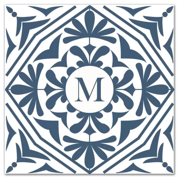 Monogram Wall Decor-Kirkland's Home Personalized Blue Tile Monogram Wall Plaque Blue/White