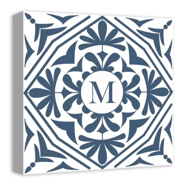 Monogram Wall Decor-Kirkland's Home Personalized Blue Tile Monogram Wall Plaque Blue/White